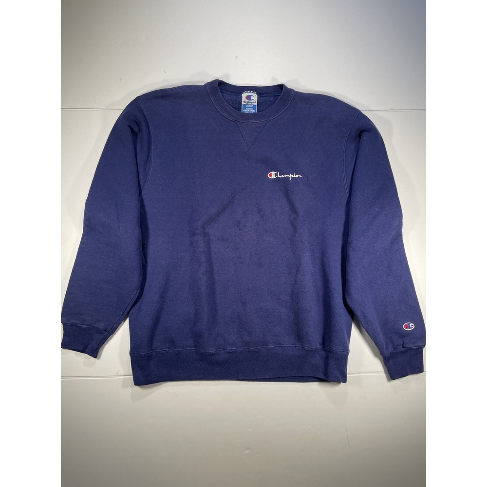 Vintage Champion Sweatshirt Mens Large Pull Over Crewneck Purple 90s Made In USA